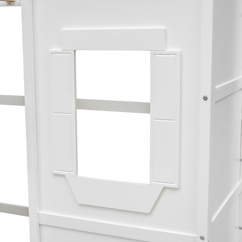 DreamHaus house loft bed with ladder featuring a cozy elevated sleeping area and sturdy wooden frame.