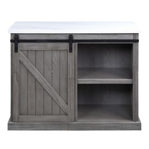 Gauri - Kitchen Island - Marble Top Top & Gray Oak - R&R Furniture Gallery (Fountain Valley, CA)