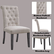 Yabeina - Side Chair (Set of 2) - Beige Linen & Gray - R&R Furniture Gallery (Fountain Valley, CA)