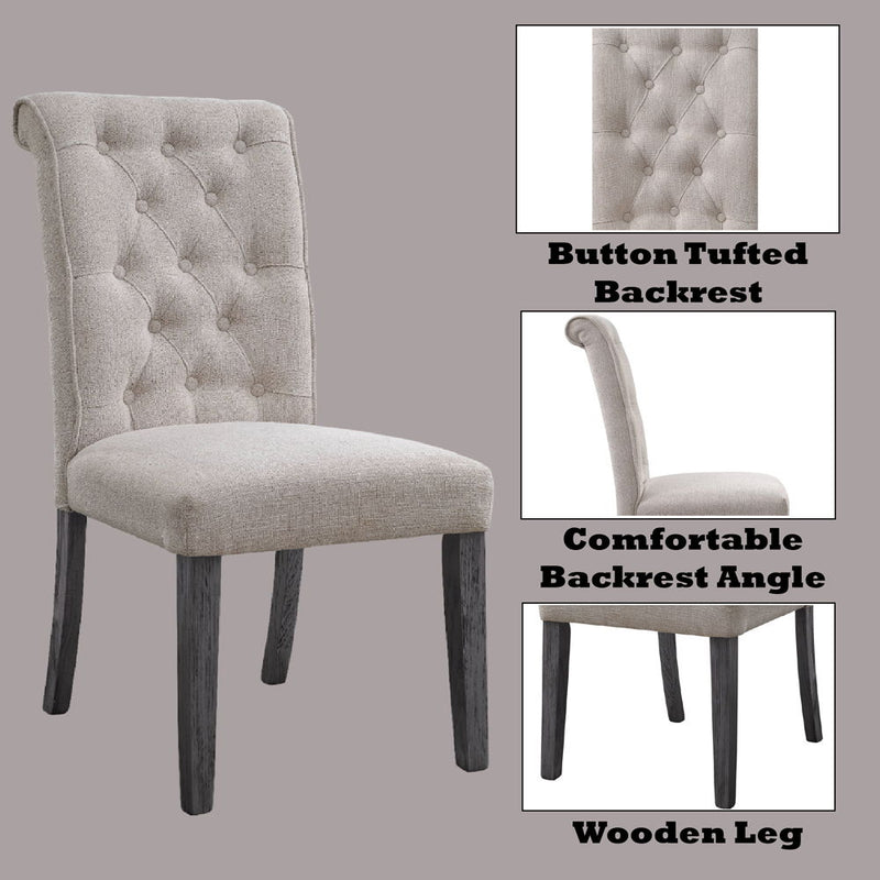 Yabeina - Side Chair (Set of 2) - Beige Linen & Gray - R&R Furniture Gallery (Fountain Valley, CA)