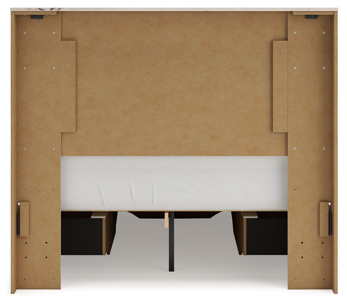Signature Design by Ashley Lawroy panel storage bed with built-in drawers and a modern wood finish, showcasing a stylish bedroom centerpiece.