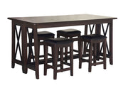 Drop Leaf Table With 4 Stools - Dark Brown - R&R Furniture Gallery (Fountain Valley, CA)
