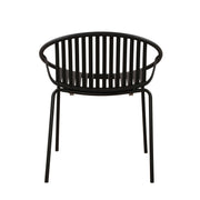 Set of two Noble House stackable outdoor chairs with breathable plastic backrests, perfect for patio or garden seating.