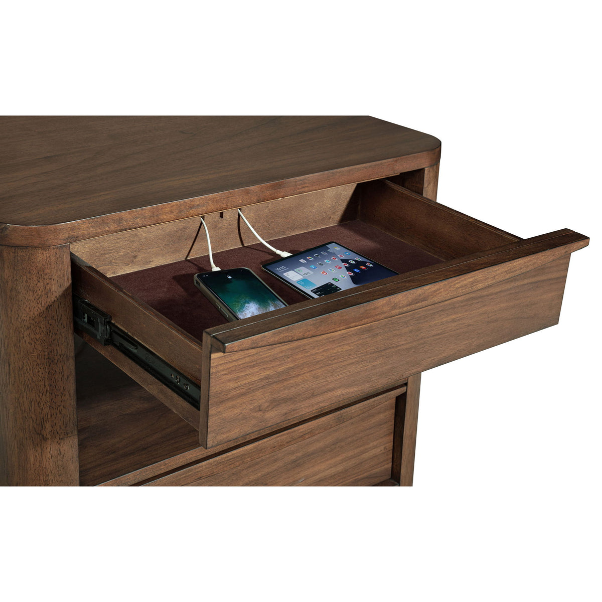Verona - 2 Drawer Bedside Table With Hidden Storage - Walnut