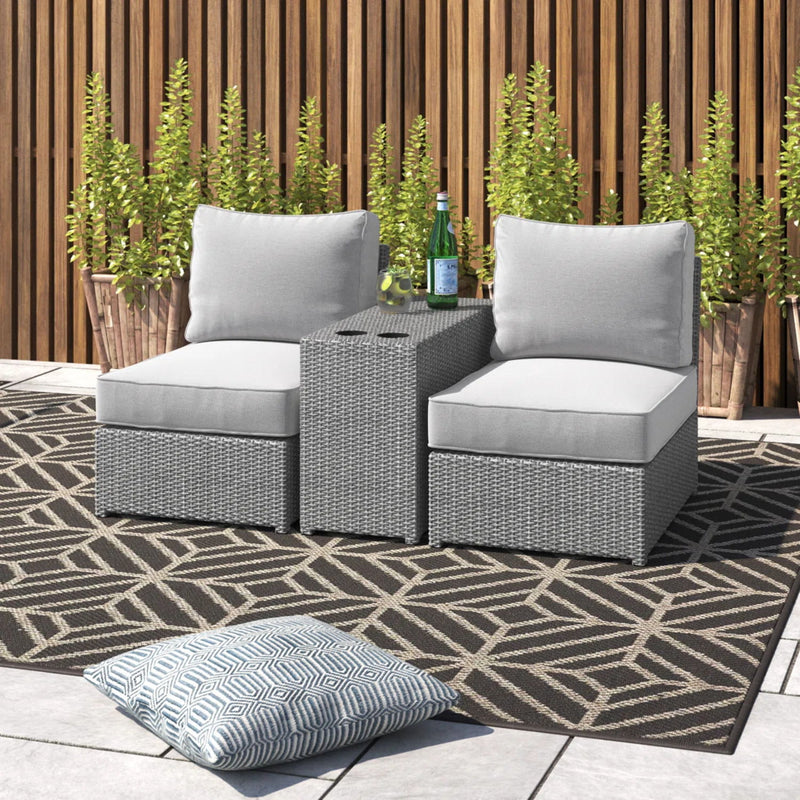 2 Person Wicker Conversation Set With Cushions, Weather Resistant - R&R Furniture Gallery (Fountain Valley, CA)
