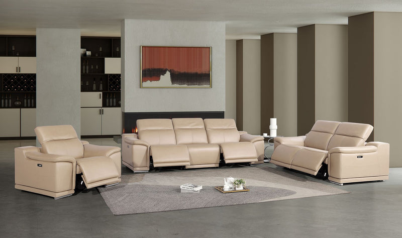 2679 - Power Reclining Sofa, Loveseat & Chair Set In Genuine Leather (5 Recliners)