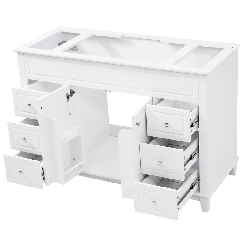 Bathroom Vanity Cabinet Only, 6 Soft Close Drawers & Double Doors - White