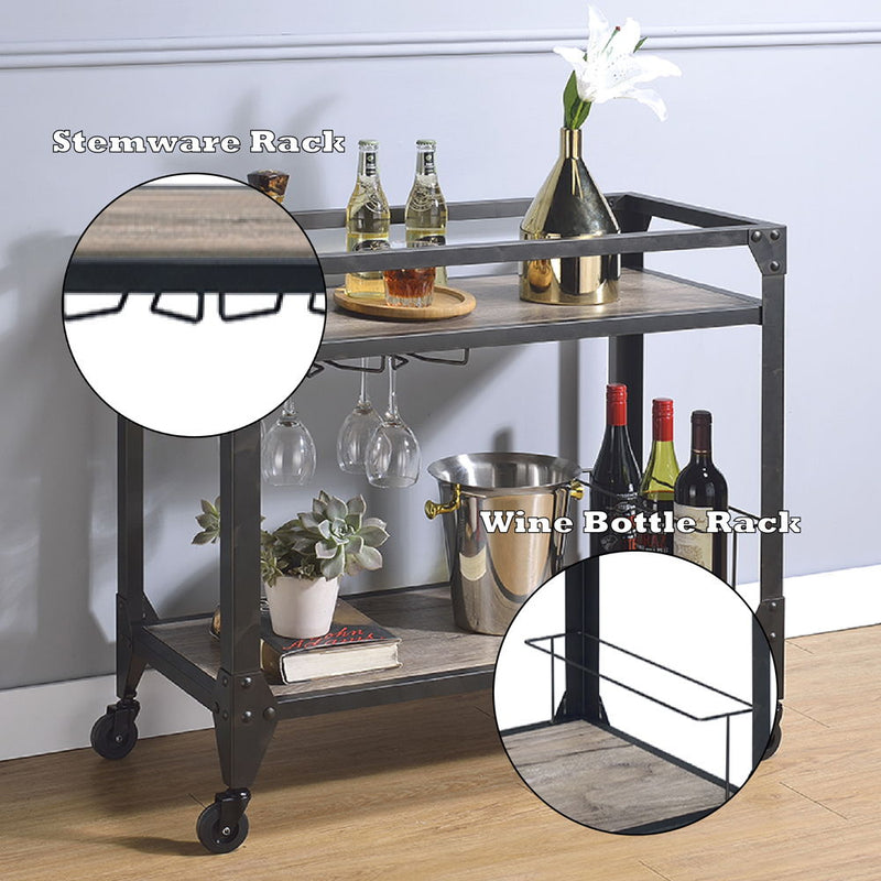 Jorgensen - Serving Cart - Rustic Oak & Charcoal - R&R Furniture Gallery (Fountain Valley, CA)