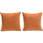 Set of (2) 16" Square Accent Pillows in Rust Orange Velvet