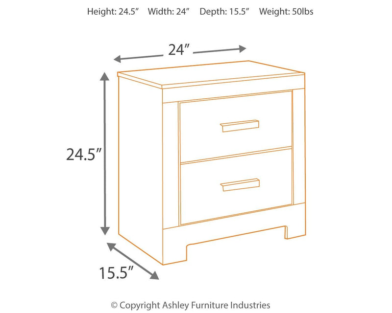 Culverbach - Two Drawer Night Stand - Gray - R&R Furniture Gallery (Fountain Valley, CA)