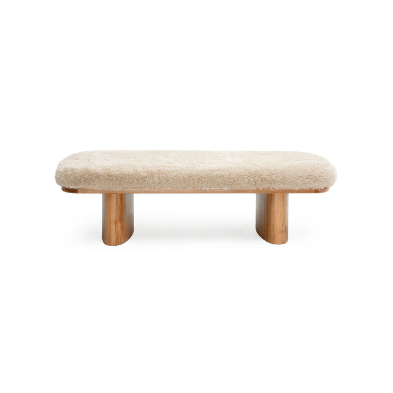 Upholstered Ollie Straight Bench by TOV Furniture with a modern, sleek design and plush fabric seating.