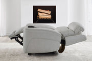 Parker Living Callahan power lift recliner with heat and massage, beige fabric, showing plush cushioning and control panel.