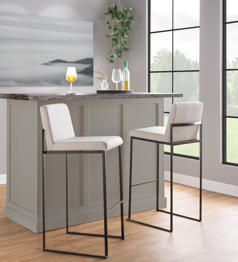 Lumi Source Fuji high back barstool from contemporary stool set featuring an elegant design and modern seating with wooden accents.