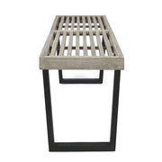 Noble House Intrinsic outdoor dining bench with slat top, made of durable wood, suitable for patio or garden seating.