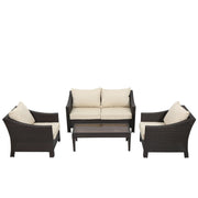 Antibes - 4 Pieces Wicker Chat Set - Brown / Beige - R&R Furniture Gallery (Fountain Valley, CA)