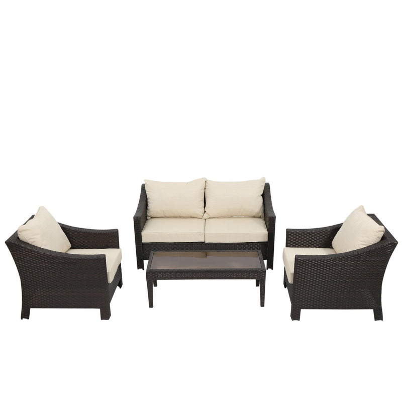 Antibes - 4 Pieces Wicker Chat Set - Brown / Beige - R&R Furniture Gallery (Fountain Valley, CA)