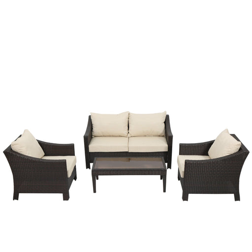 Antibes - 4 Pieces Wicker Chat Set - Brown / Beige - R&R Furniture Gallery (Fountain Valley, CA)
