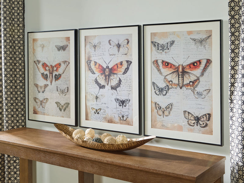 Jossletts - Wall Art Set (Set of 3) - Orange / Black / Ivory - R&R Furniture Gallery (Fountain Valley, CA)