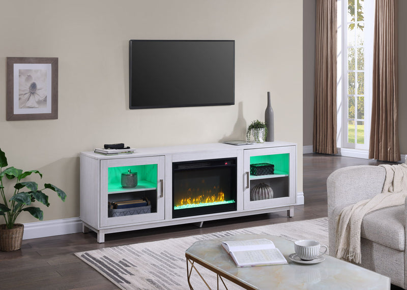 Summit - TV Stand Console With Fireplace - White Walnut Finish - R&R Furniture Gallery (Fountain Valley, CA)