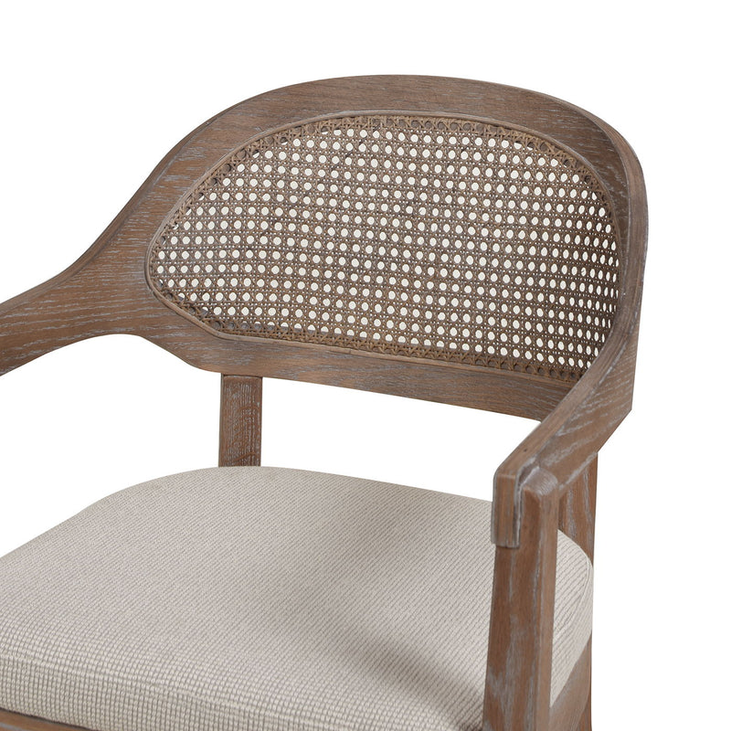 Americana - Mid-Century Modern Cane Back Dining Chair Textured Weave - Taupe Beige - R&R Furniture Gallery (Fountain Valley, CA)