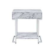 Wither - Accent Table - White Printed Faux Marble & Chrome - R&R Furniture Gallery (Fountain Valley, CA)