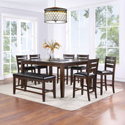 Urbana - Counter Height Bench - Black Synthetic Leather & Espresso - R&R Furniture Gallery (Fountain Valley, CA)