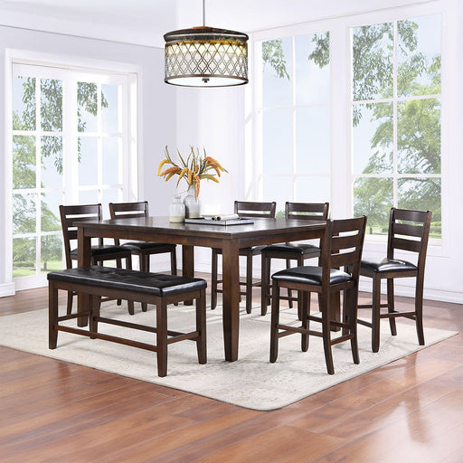 Urbana - Counter Height Bench - Black Synthetic Leather & Espresso - R&R Furniture Gallery (Fountain Valley, CA)