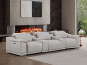 2679 - Genuine Leather Sofa With 3 Power Recliners & Dual Storage Consoles - R&R Furniture Gallery (Fountain Valley, CA)