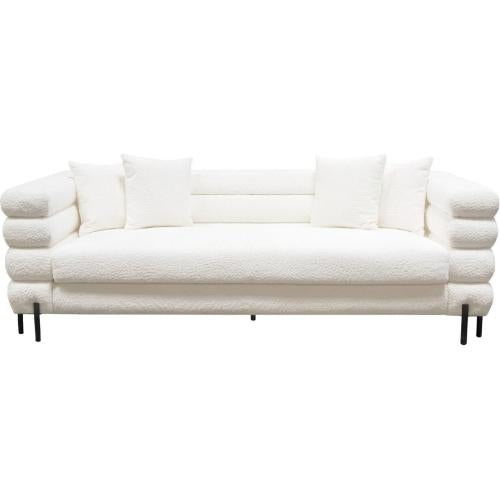 Vox Sofa in Faux White Shearling w/ Black Powder Metal Legs