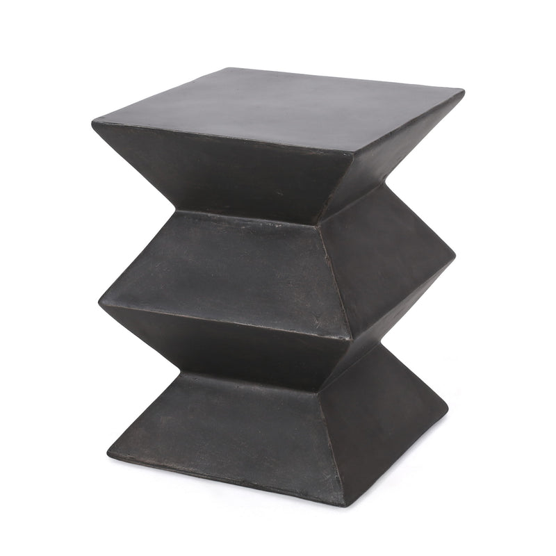 Outdoor lightweight concrete side table by Noble House with copper finish, ideal for patio or garden decor.