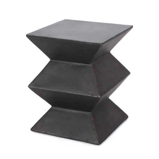 Outdoor lightweight concrete side table by Noble House with copper finish, ideal for patio or garden decor.
