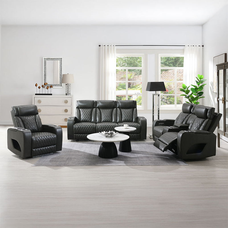 Taddeo - Power Motion Sofa With Power Headrest, USB, Wireless Charger, LED & Reading Light - Dark Gray - R&R Furniture Gallery (Fountain Valley, CA)