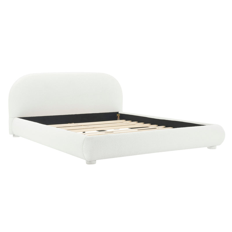 Upholstered Simple Modern Bedroom Bed With Curved Headboard - R&R Furniture Gallery (Fountain Valley, CA)