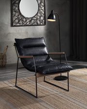 Luberzo - Accent Chair - Distress Espresso Top Grain Leather & Matt Iron - R&R Furniture Gallery (Fountain Valley, CA)