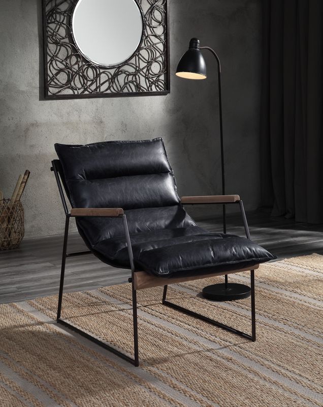 Luberzo - Accent Chair - Distress Espresso Top Grain Leather & Matt Iron - R&R Furniture Gallery (Fountain Valley, CA)