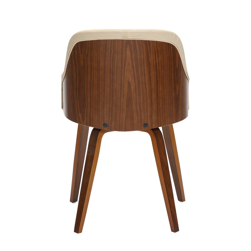 Lumi Source Bacci mid-century modern dining arm chair with wooden legs and upholstered seat, stylish and comfortable for dining room.