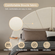 Queen Arched Bed With Small Table, Floor Standing Design - Beige - R&R Furniture Gallery (Fountain Valley, CA)