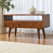 Solid Wood Curved Media Unit - R&R Furniture Gallery (Fountain Valley, CA)
