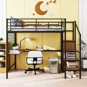 Loft Bed With Desk And Grid, Stylish Frame With Lateral Storage Ladder And Wardrobe - R&R Furniture Gallery (Fountain Valley, CA)