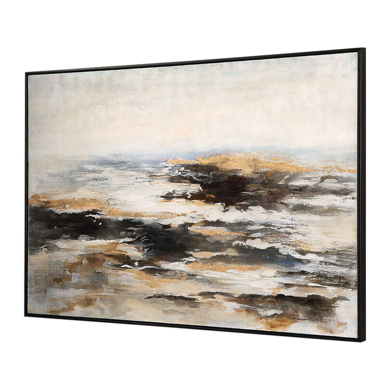 Light brown abstract canvas art by Uttermost featuring modern, textured design for contemporary home decor.