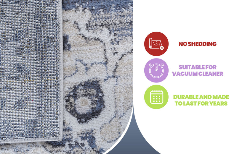 Payas - 6' X 9' Medallion Area Rug - Cream / Blue - R&R Furniture Gallery (Fountain Valley, CA)