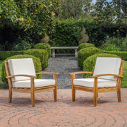 Outdoor Club Chair With Cushion And Acacia Wood Frame - Teak - R&R Furniture Gallery (Fountain Valley, CA)