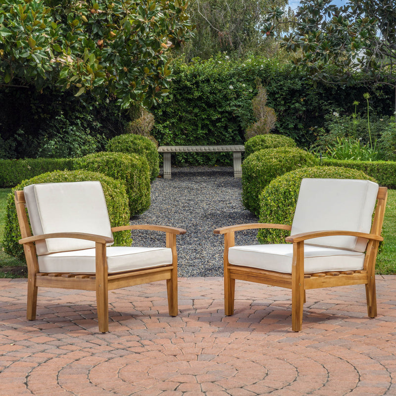 Outdoor Club Chair With Cushion And Acacia Wood Frame - Teak - R&R Furniture Gallery (Fountain Valley, CA)