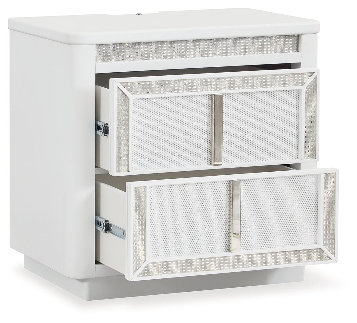 Chalanna - Two Drawer Night Stand - White - R&R Furniture Gallery (Fountain Valley, CA)