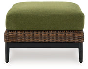 Horizon Hall - Ottoman With Cushion - Brown / Green - R&R Furniture Gallery (Fountain Valley, CA)