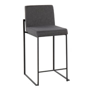 Lumi Source Fuji contemporary modern high back counter stool set with sleek design and dark wood finish, perfect for modern kitchen seating.
