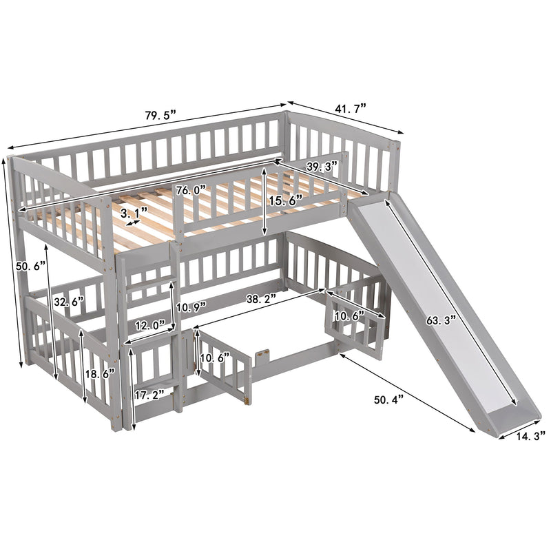 Low Bunk Bed With Slide, Fence And Ladder - R&R Furniture Gallery (Fountain Valley, CA)
