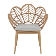 Kirk - Outdoor Wicker Peacock Shape Papasan Style Chair, Teak Finished Leg (Set of 2) - Beige / Light Brown / Light Teak - R&R Furniture Gallery (Fountain Valley, CA)