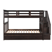 DreamHaus stairway bunk bed with built-in storage, guard rails, and sturdy wooden frame in a modern bedroom setting.
