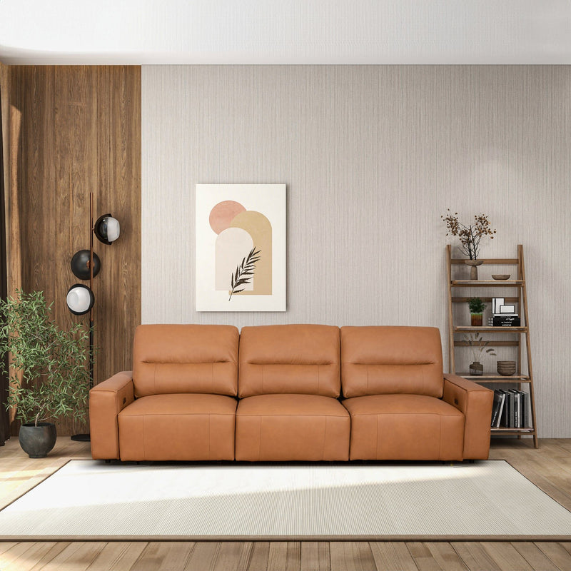 Grant - Triple Power Convertible Sofa - Cognac - R&R Furniture Gallery (Fountain Valley, CA)